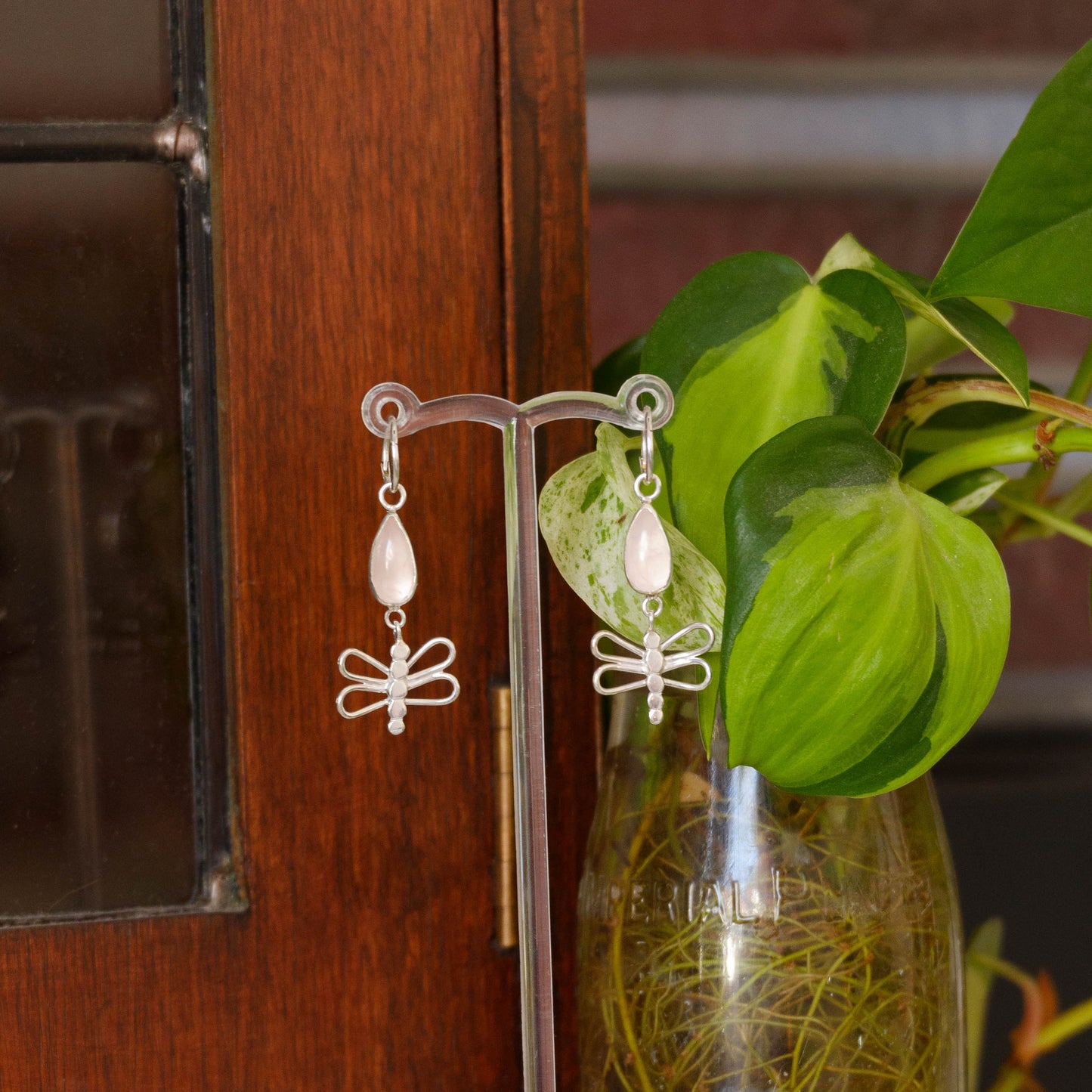 Rose quartz Sonia dangles